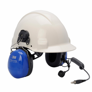 Motorola PMLN6333A ATEX Twin Cup Headset with Helmet Attachment and Boom Microphone.